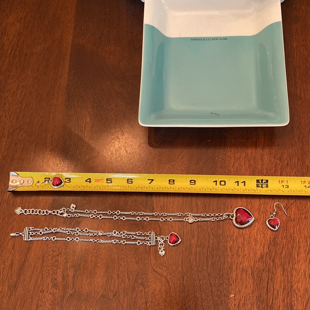 ⭐️SOLD⭐️Brighton NEWPORT Red Heart Swarovski Necklace Bracelet Earrings Silver - Picture 12 of 16